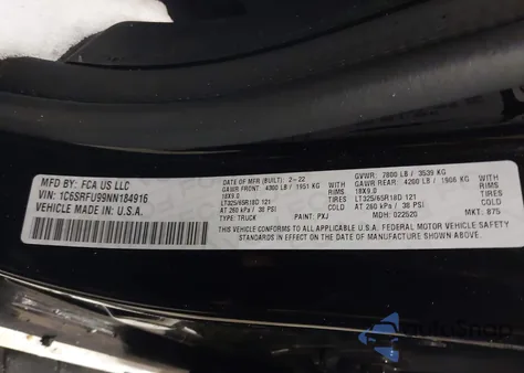 2022 Ram 1500 Trx 4X4 5'7 Box из США, поврежденный, VIN 1C6SRFU99NN184916